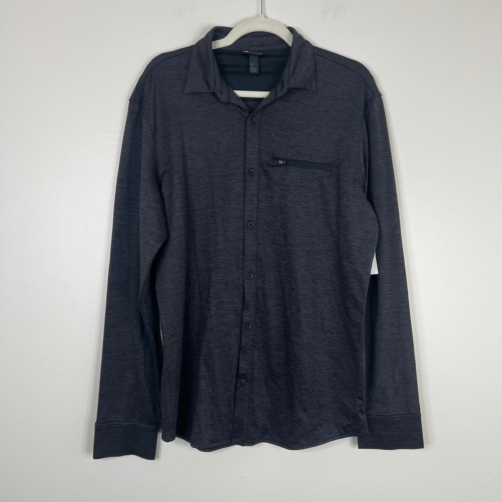 NWT Zella Athletic Athleisure Fleece Lined Button Down Classic Shirt Sz Medium